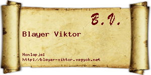 Blayer Viktor névjegykártya